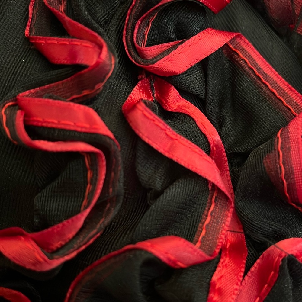 Juliara Vintage Sexy Black sheer Babydoll nightgown w/Red Ruffled Trim Size 2X - Picture 9 of 14